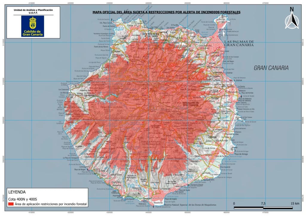 Mapa oficial del área sujeta a restricciones por riesgo de incendios forestales / CABILDO DE GRAN CANARIA