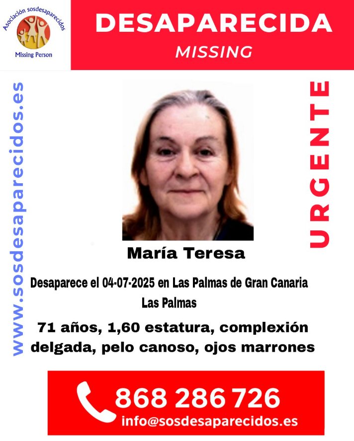 Buscan a María Teresa, desaparecida en Las Palmas de Gran Canaria