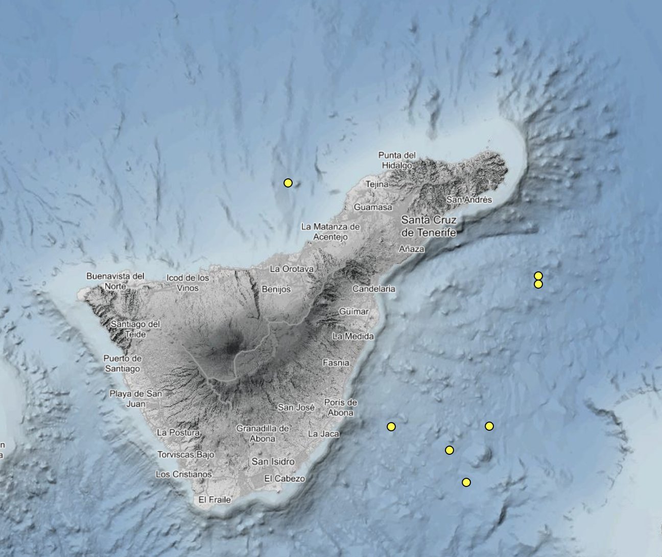 Seísmos registrados en la isla de Tenerife por el IGN