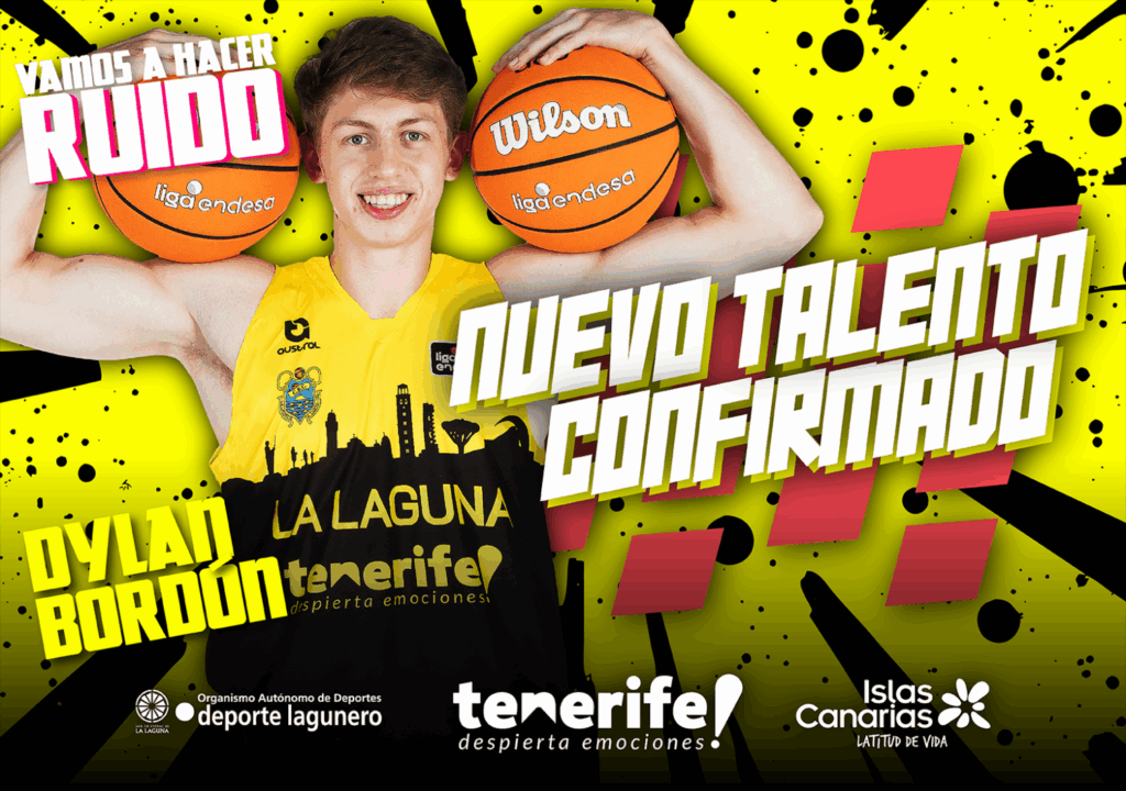 Dylan Bordón, nuevo fichaje de La Laguna Tenerife. Dylan Bordón ficha por dos temporadas con La Laguna Tenerife. Imagen: La Laguna Tenerife.