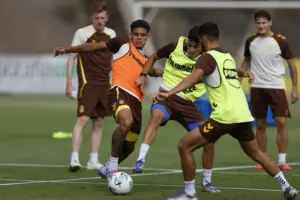 Imagen del entrenamiento de la UD Las Palmas en la previa a su enfrentamiento al Córdoba