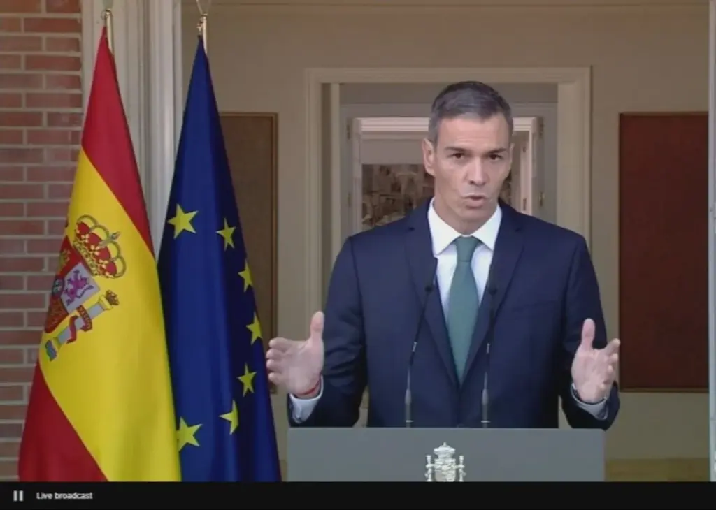 Pedro Sánchez comparece en Moncloa para exponer las 9 medidas que pondrá en marcha España contra Israel para apoyar a Palestina