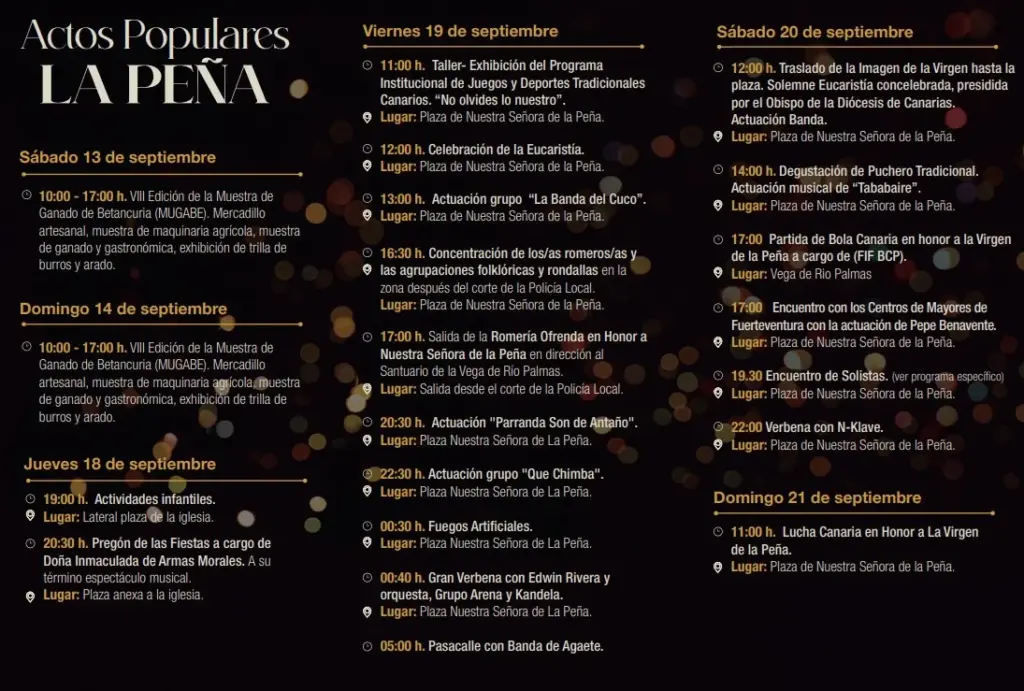 Programa de actos populares de las Fiestas de la Virgen de la Peña 2025