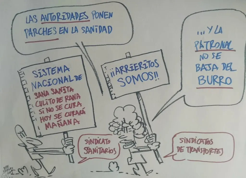 Viñeta Faruqo sanitarios y transportistas. 17 septiembre 2025