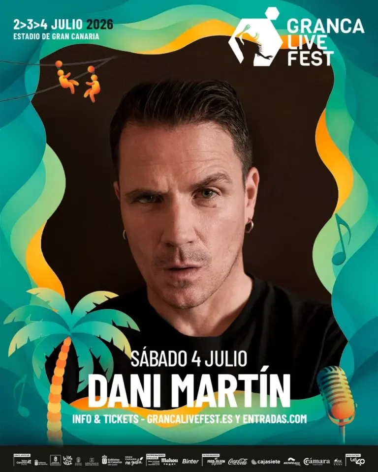 Dani Martín, segundo artista confirmado para el Granca Live Fest 2026
