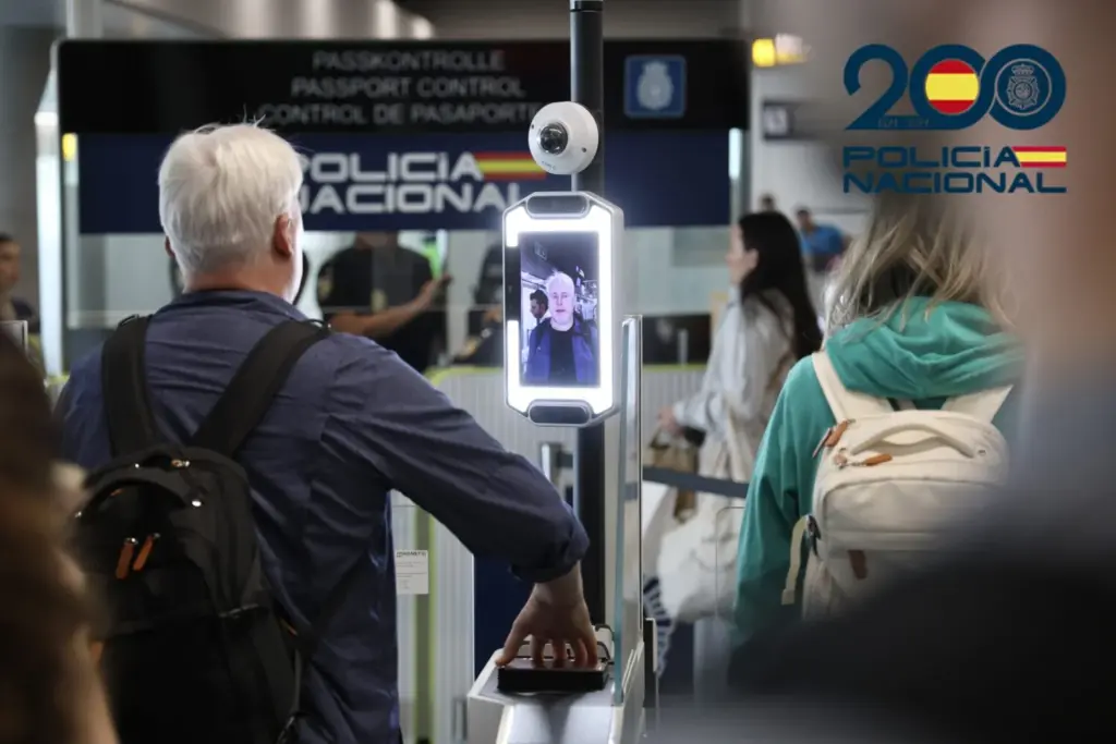 Pasajeros utilizando los nuevos dispositivos Entry/Exit System (EES) instalados en el Aeropuerto de Gran Canaria