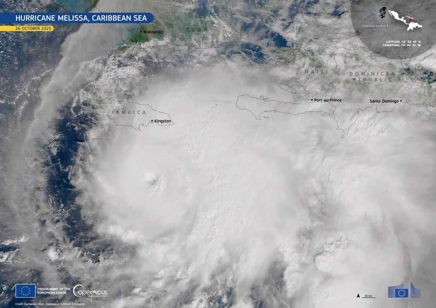 El huracán 'Melissa' alcanza la máxima categoría en su avance hacia Jamaica