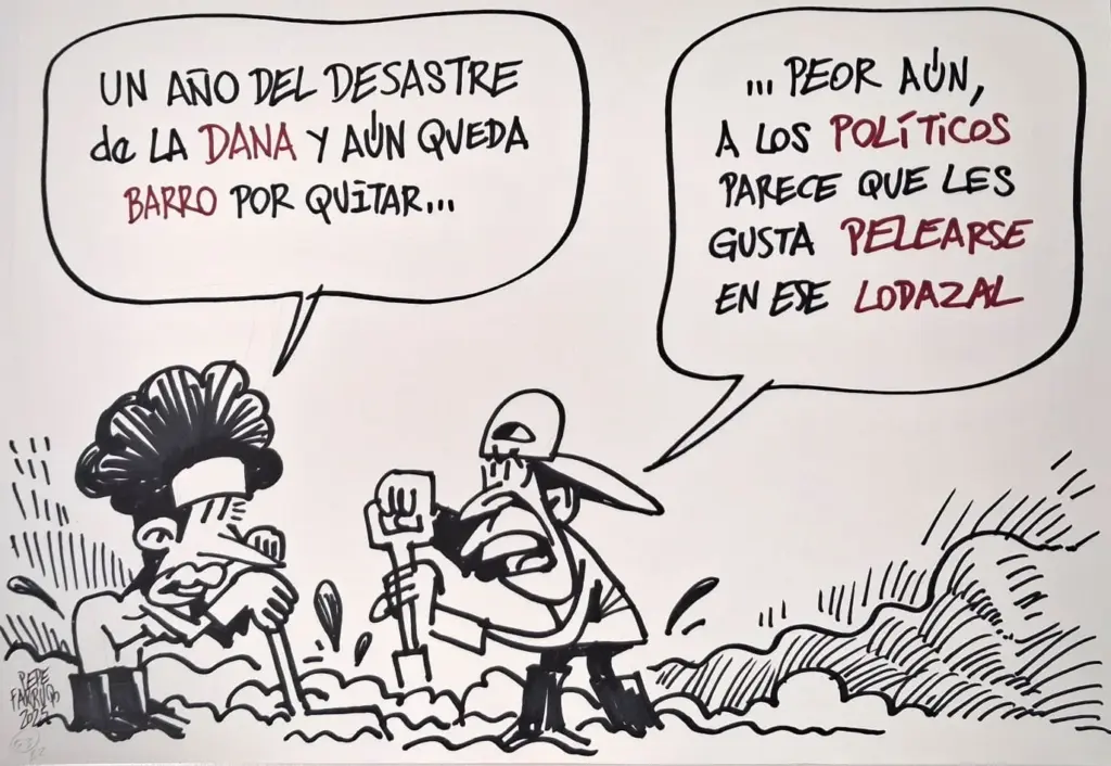 Viñeta Farruqo sobre el primer aniversario de la dana
