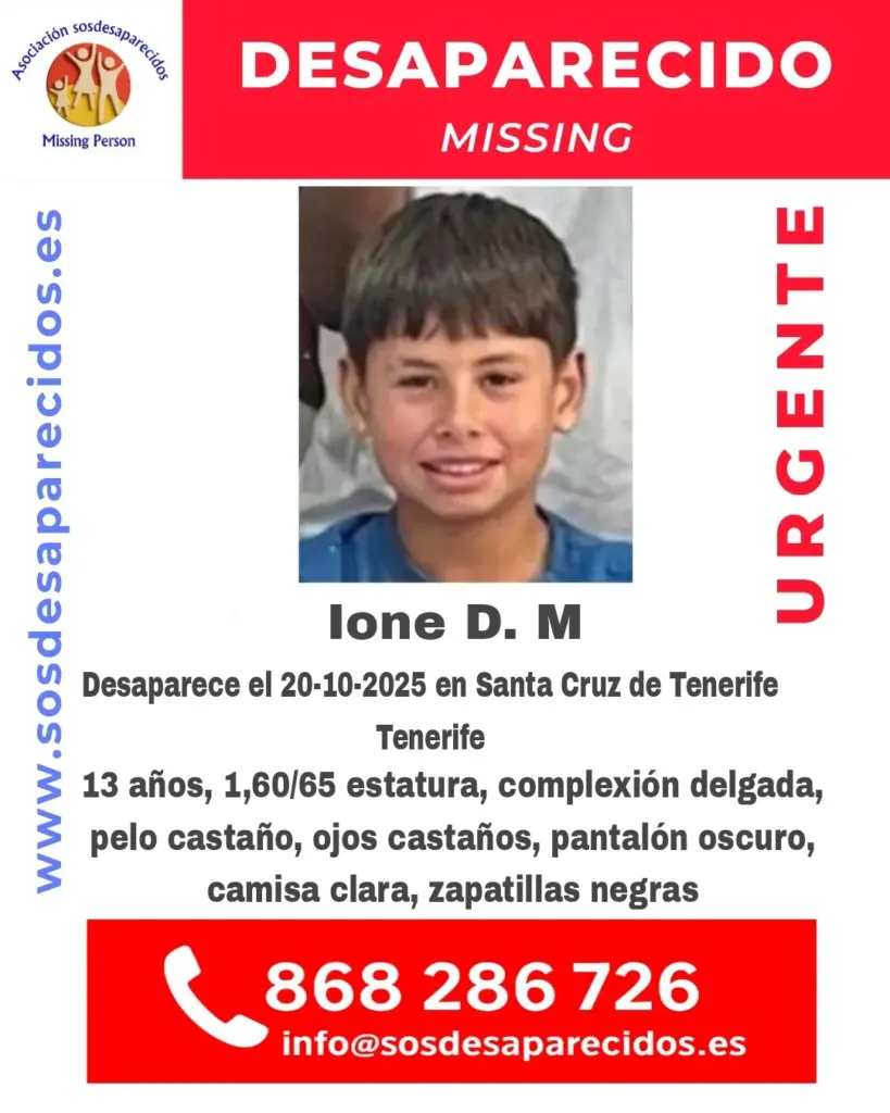 La Policía Nacional busca a Ione, un menor de 13 años desaparecido en Tenerife