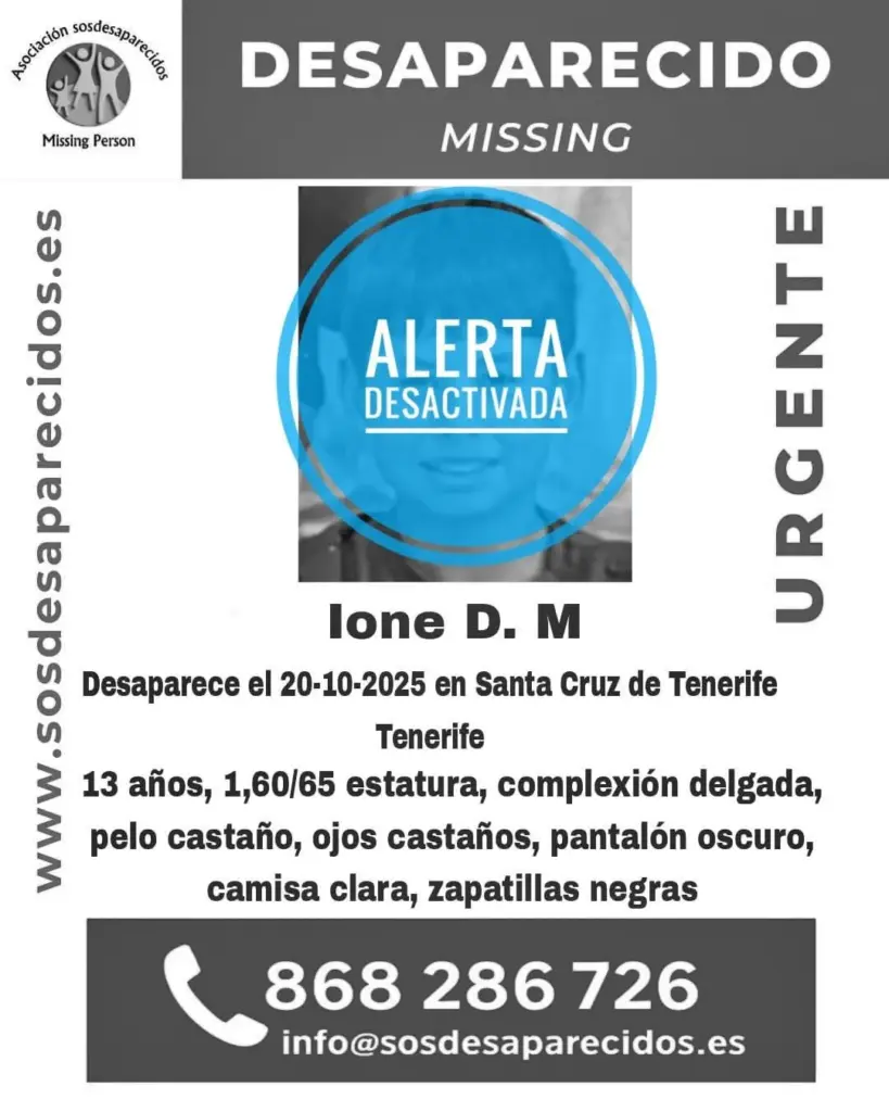 Localizado Ione, el menor de 13 años desaparecido en Tenerife el pasado lunes