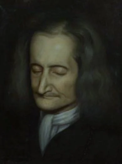 Retrato mortuorio de Lope Fernando de la Guerra. Viste pañuelo al cuello y lleva el cabello largo y suelto.