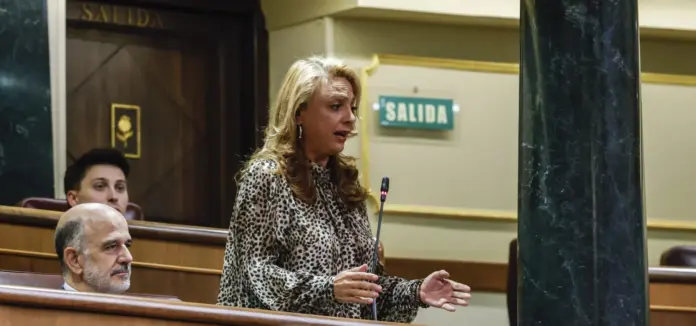 La diputada de CC Cristina Valido interviene durante la sesión de control en el Congreso, este miércoles. EFE / JJ. Guillén