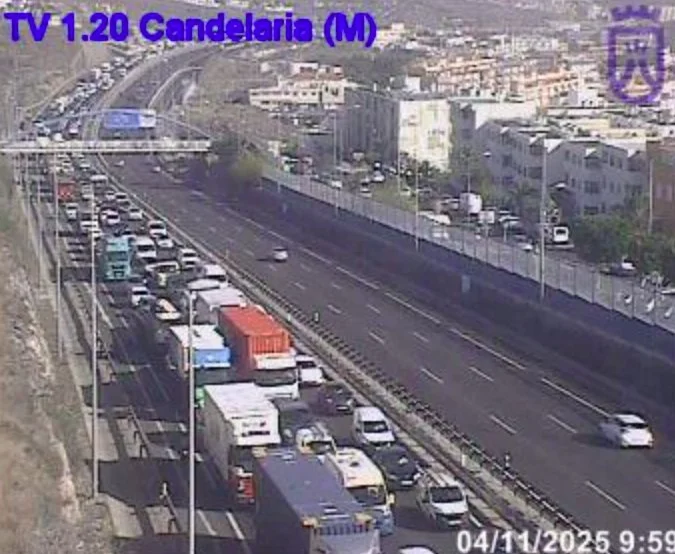 Accidente en la autopista de Tenerife a la altura del municipio de Candelaria