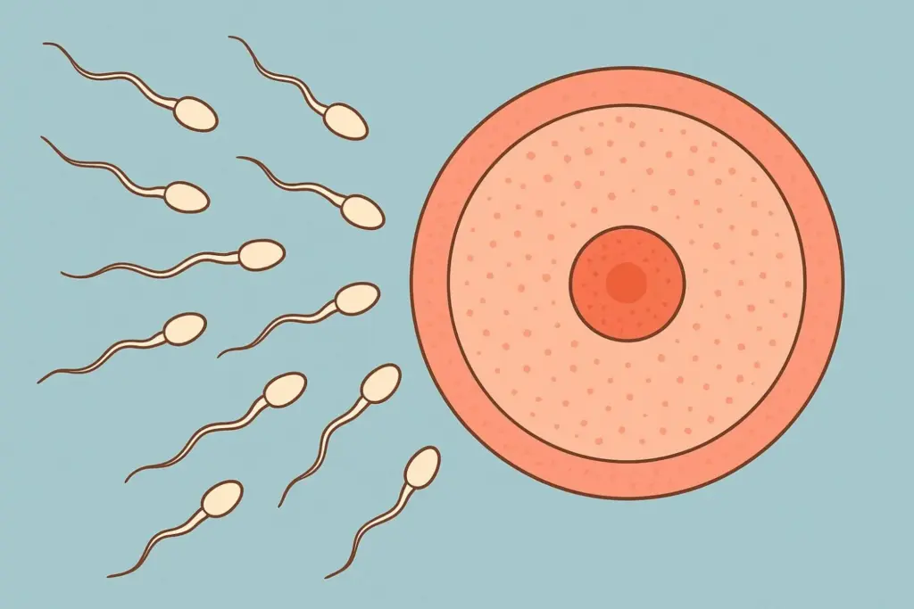 Imagen de espermatozoides llegando al óvulo