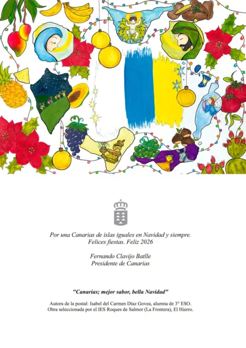 Clavijo felicita la Navidad con una postal diseñada por una alumna de El Hierro
