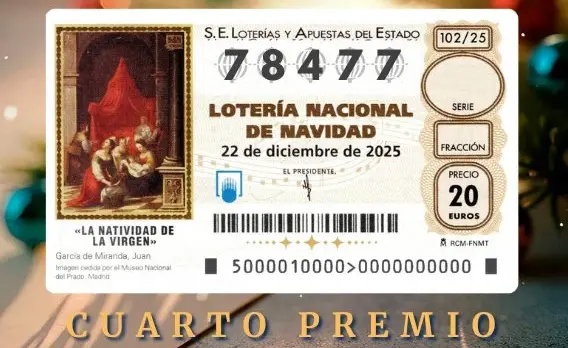 Primer cuarto premio de la Lotería de Navidad 2025