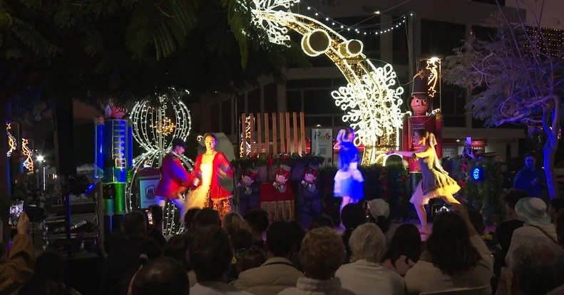 Encendido de luces en Puerto del Rosario. Imagen RTVC