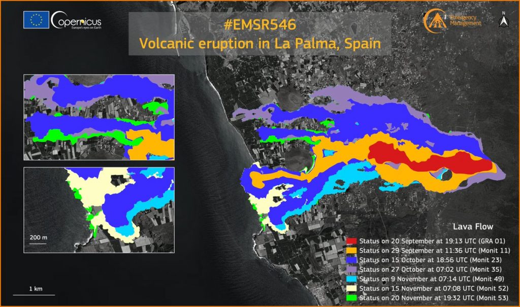 La lava ocupa 1.066 hectáreas y destruye 2.651 edificaciones según Copernicus