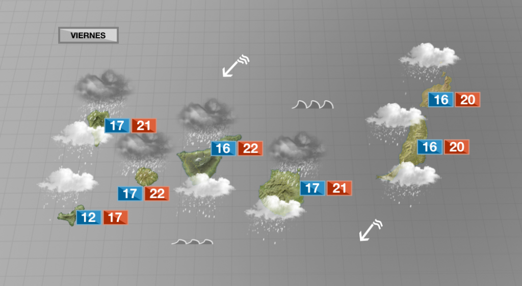 La Palma, La Gomera y parte de Tenerife, en alerta por lluvia a partir de este viernes