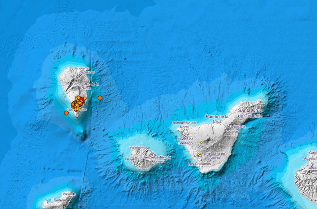 Desde la noche apenas se han registrado seis terremotos en la isla de La Palma y este viernes fueron localizados un total de 39 sismos