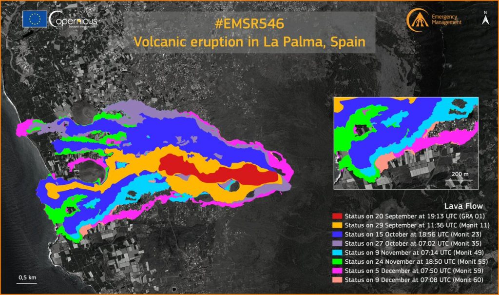 La lava afecta a 1.223 hectáreas y 2.896 edificaciones