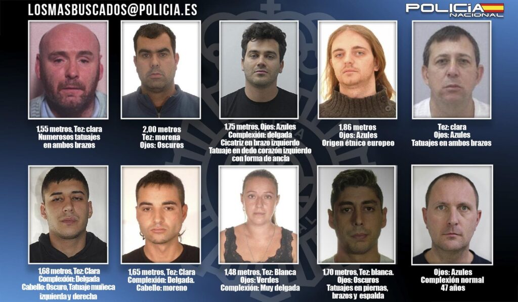 Estos son los 10 fugitivos más buscados de España