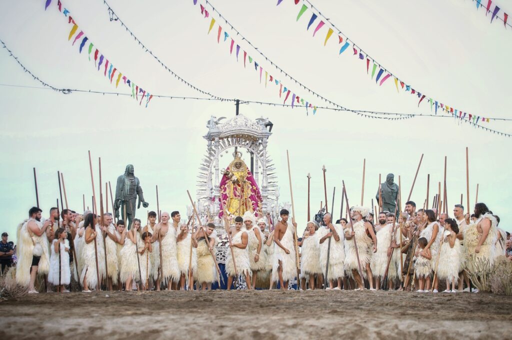 Virgen Candelaria y los Guanches durante la ceremonia de cada 14 de agosto. Foto de archivo 