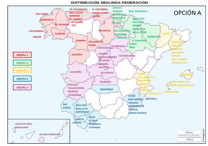 Distribución de los grupos de Segunda RFEF para la temporada 23-24