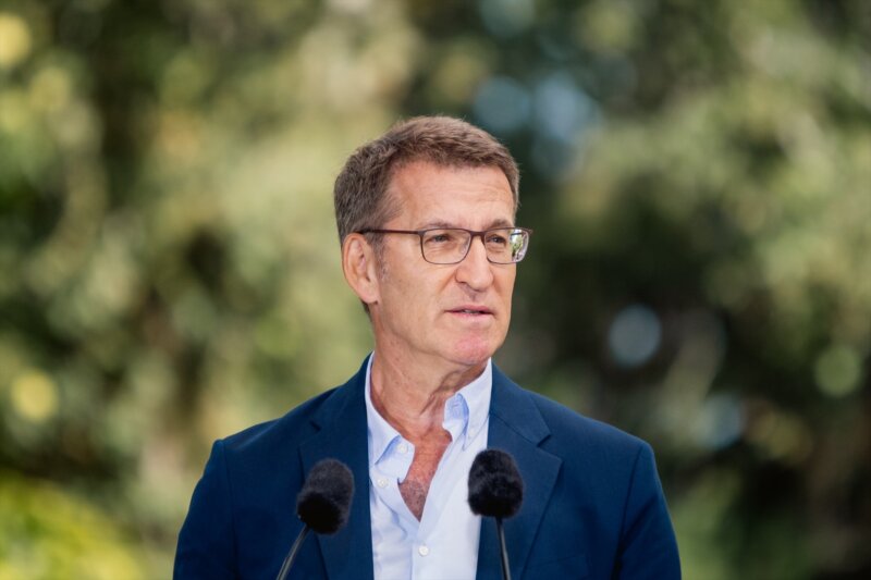 El presidente del Partido Popular, Alberto Núñez Feijóo, durante la inauguración del curso político en Pontevedra