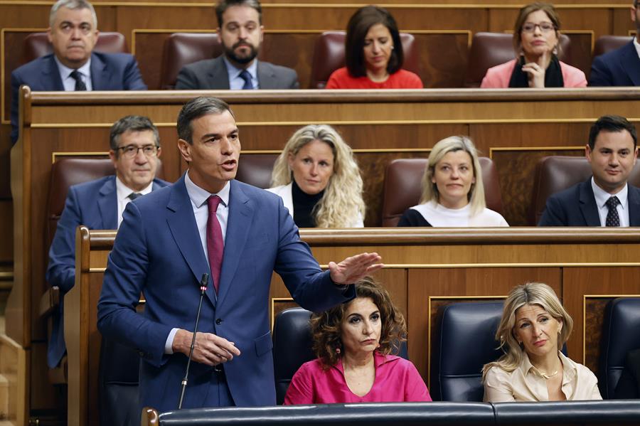 Pedro Sánchez, presidente del Gobierno, en el Congreso. Imagen EFE