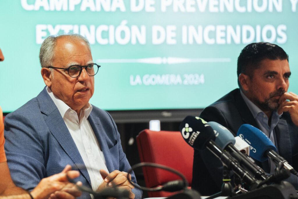 CECOPIN ha atendido 891 incidencias en La Gomera. Casimiro Curbelo, presidente del Cabildo de La Gomera durante la rueda de prensa de CECOPIN La Gomera/ Cabildo de La Gomera