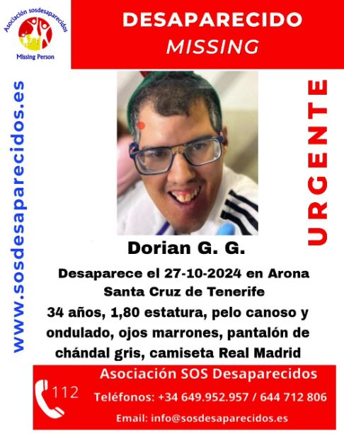 Cartel de desaparición de Dorian G. G./SOS Desaparecidos