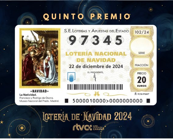 97.345 quinto premio Lotería de Navidad 2024