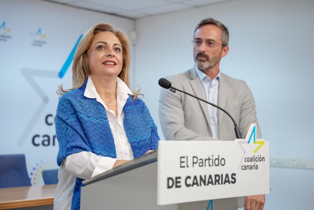 Coalición Canaria encara 2025 para cumplir la Agenda Canaria. Cristina Valido y Pedro San Ginés durante su comparecencia/ Coalición Canaria. 